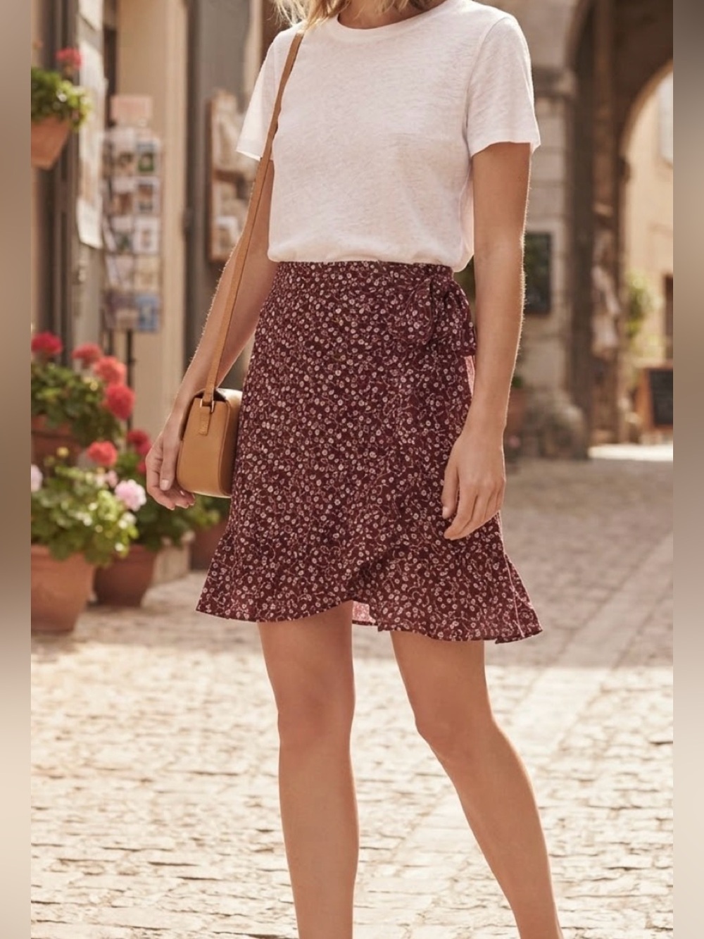 Hollister Women’s Floral Wrap Skirt - Burgundy
